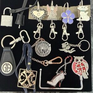 Lot Of 11~~Alexx Purse Charms~~Misc Branded Purse Charms + Crystal Purse Hanger
